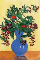 Bouquet of Flowers in a Blue Vase