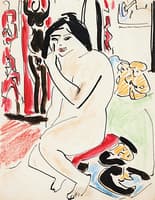 Girl Seated on an African Stool