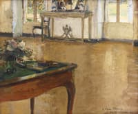 A bureau plat set with flowers