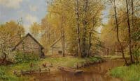 Cabins by a Stream
