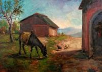 Donkey with Hens