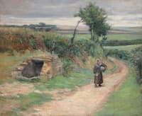 Woman with Basket on Road
