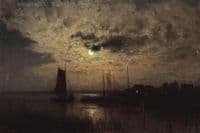 Fishing Village in Moonlight