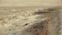 Surf on stony beach