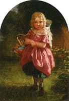 Little Girl in Pink Holding a Basket