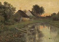 Evening river landscape in Pomerania