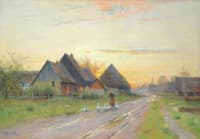 Goose Girl in a Village Street