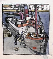 Men Unloading a Steamer at the Quayside
