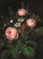 Pink roses and myrtles