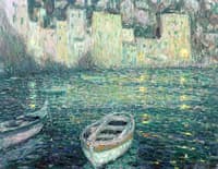Houses on the Port in the Moonlight