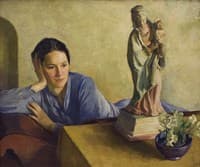 Artist's daughter, Tosca with Madonna statue