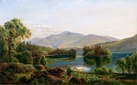 Sunlit Mountains by a River