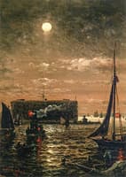 Moonlight over New York Harbor