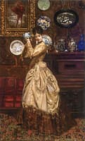 Elegant Woman with Blue Porcelain