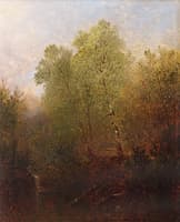 Spring Landscape with Waterfall
