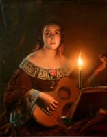 A woman playing guitar
