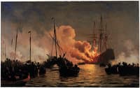 The Ship Dannebroge Burning during the Battle of Køge Bay in 1710
