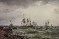 Ships near the coast after a shower