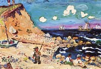 Figures on a Beach, with Boats in the Distance