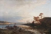 Dusk Landscape with Figures at the Beach