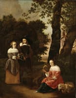 A Couple and a Shepherdess in a Landscape