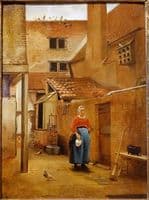 Courtyard Scene with Pregnant Woman