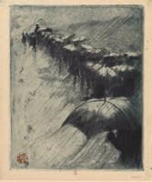Funeral Procession with Umbrellas