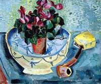 Cyclamen in a Bowl with a Pipe