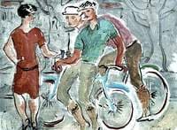 French Cyclist with a Girl
