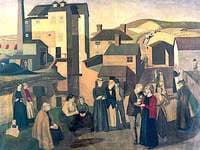 A Scene in a Village Street with Mill-Hands Conversing