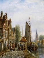 Daily Activities in a Sunlit Dutch Town