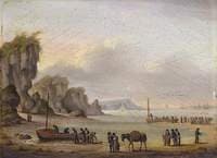 Coastal Scene with Shipping and Figures
