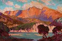Mountain Landscape over a Lake with Trees in the Foreground (possibly Cader Idris) (unfinished)