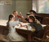 Interior with Children Playing Cards