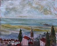 European Coastal Town Looking Out to Sea