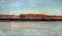 Landscape with a River or Lake Shore and Mountains