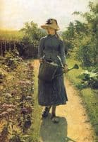 Young girl with watering can