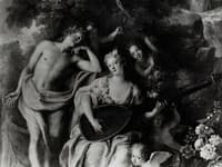 La Maréchale de Villars jouant du théorbe, detail
