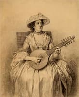 Portrait of a woman with a Citern
