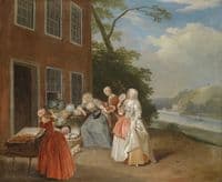 Elegant Company at the Vegetable Seller