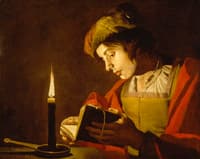 A Young Man Reading by Candlelight