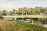 River Landscape In Evening Sun