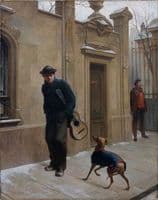 Un guitariste face à un chien
