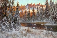 December Evening on a Forest Lake