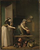 A Woman Furbishing Copper Pans