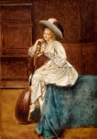 Portrait de femme à la mandoline