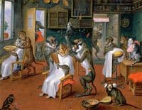 Barber's Shop with Monkeys and Cats