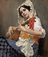 Spanish woman playing a Guitar