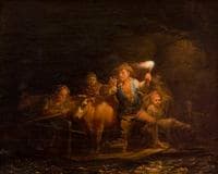 A Ferry with Passengers and Cattle