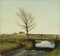 Landscape with bridge across stream
